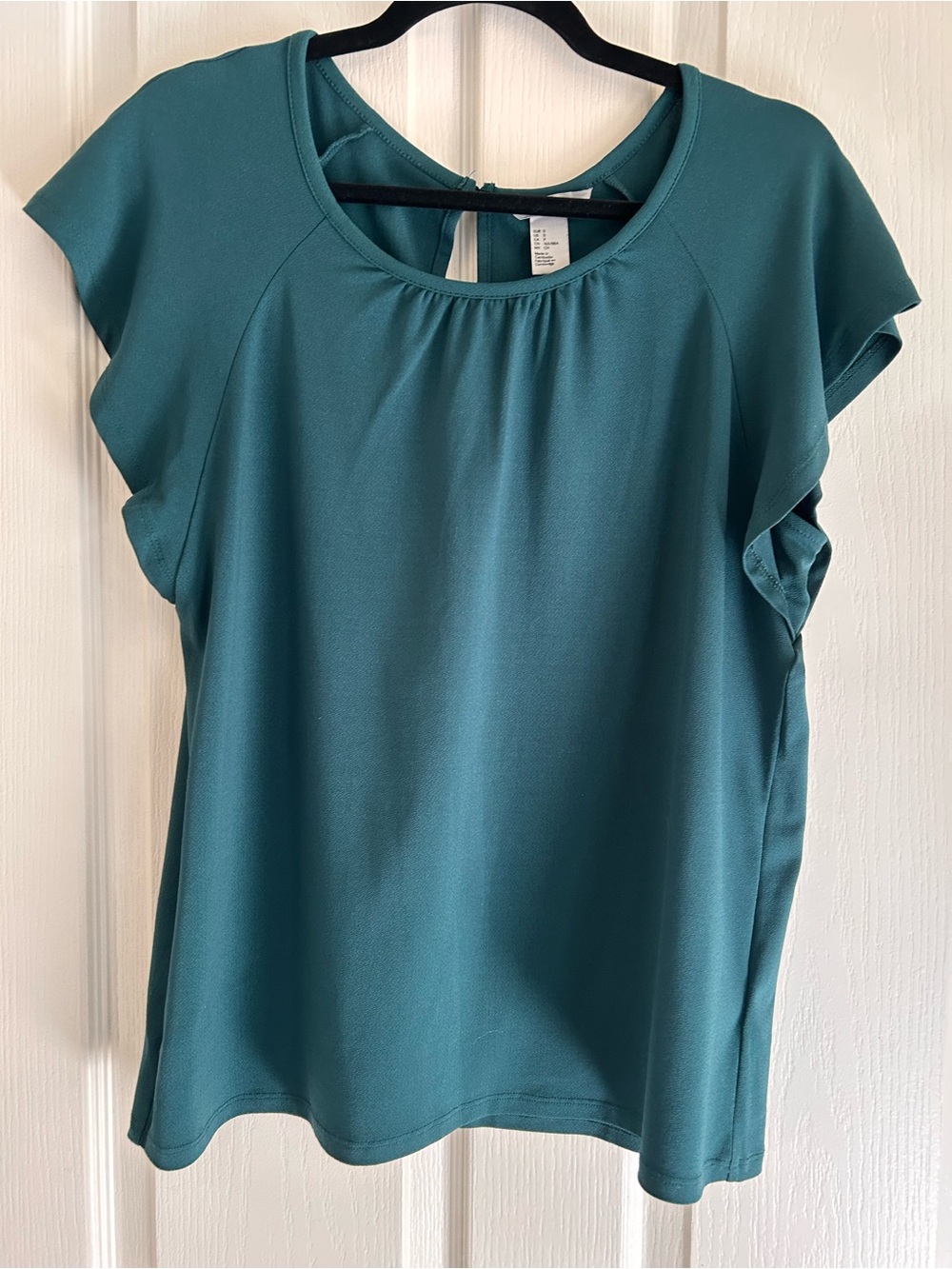 H&M Teal Short Flutter Sleeve Blouse